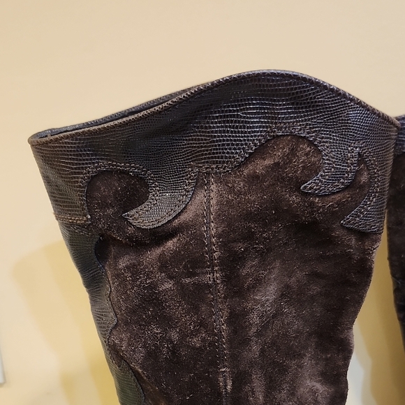 Franco Sarto Dark Brown Heeled Boots - Picture 8 of 10